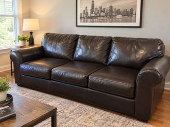 Dark Brown Leather Sofa, Loveseat, & Chair