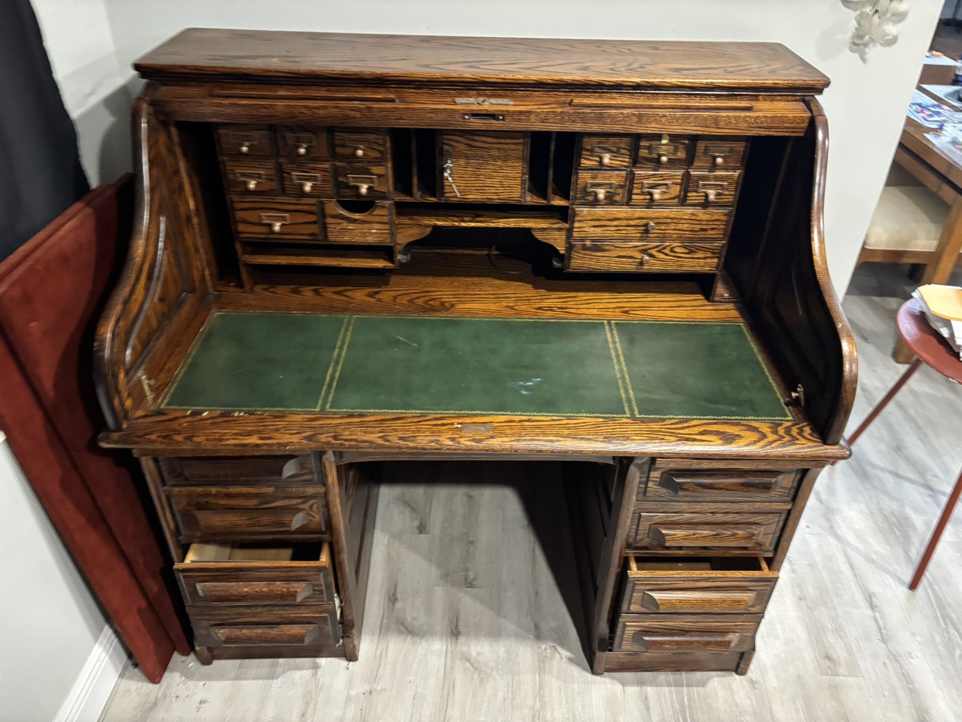 Oak Crest Roll Top Solid Wood Desk