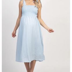 Light Blue Strap Tie Maternity Dress Size M