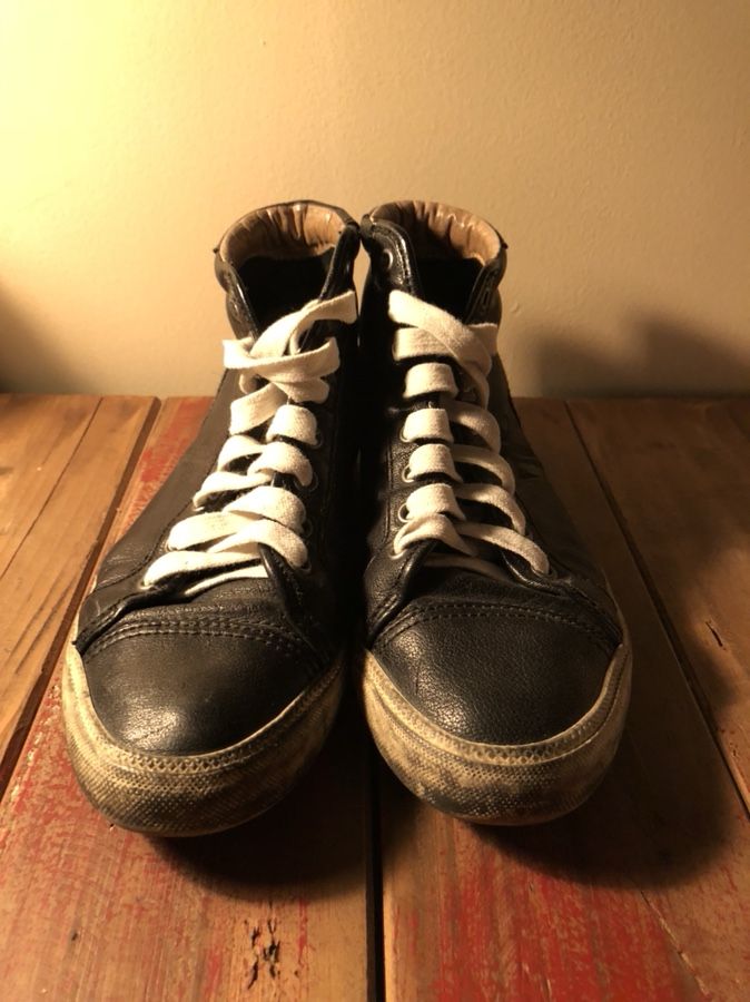 Distressed FRYE black leather sneakers size 8