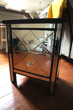 Black Mirrored Nightstand