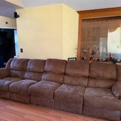 5 Piece Brown Bed Sofa with Pull out queen size bed