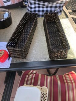 2 long baskets 17 in long 5 in wide