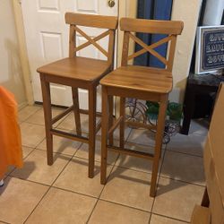 Wooden Counter Stools - Set Of 2