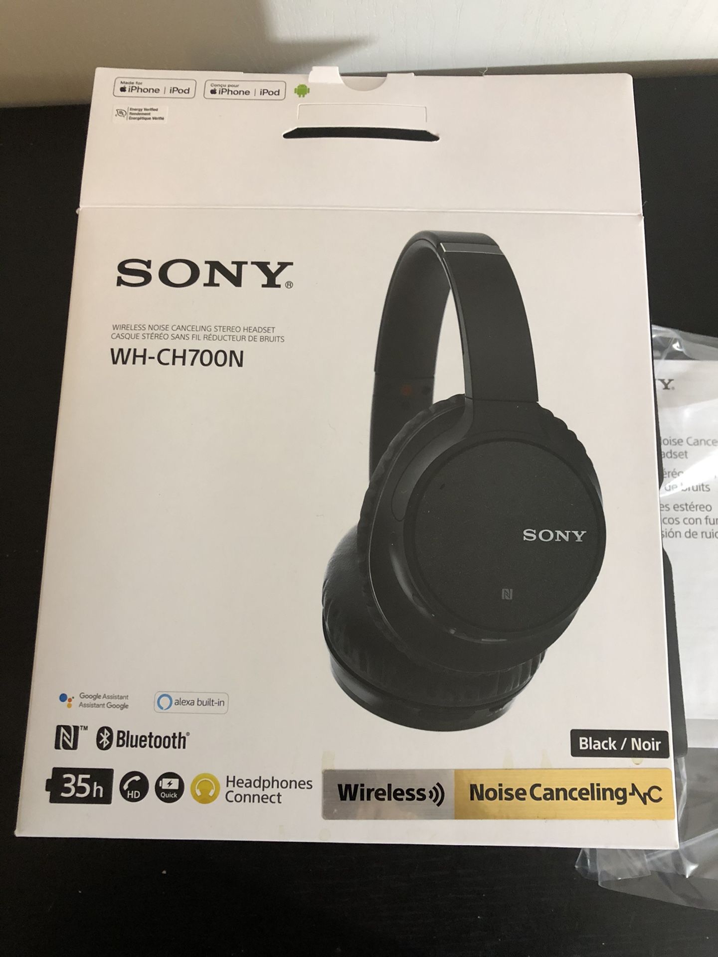 Sony WH-CH700N Wireless Noise Canceling Over-the-Ear Headphones - Black