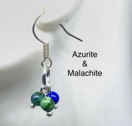 Azurite & Malachite Genuine Stone Handmade Earrings