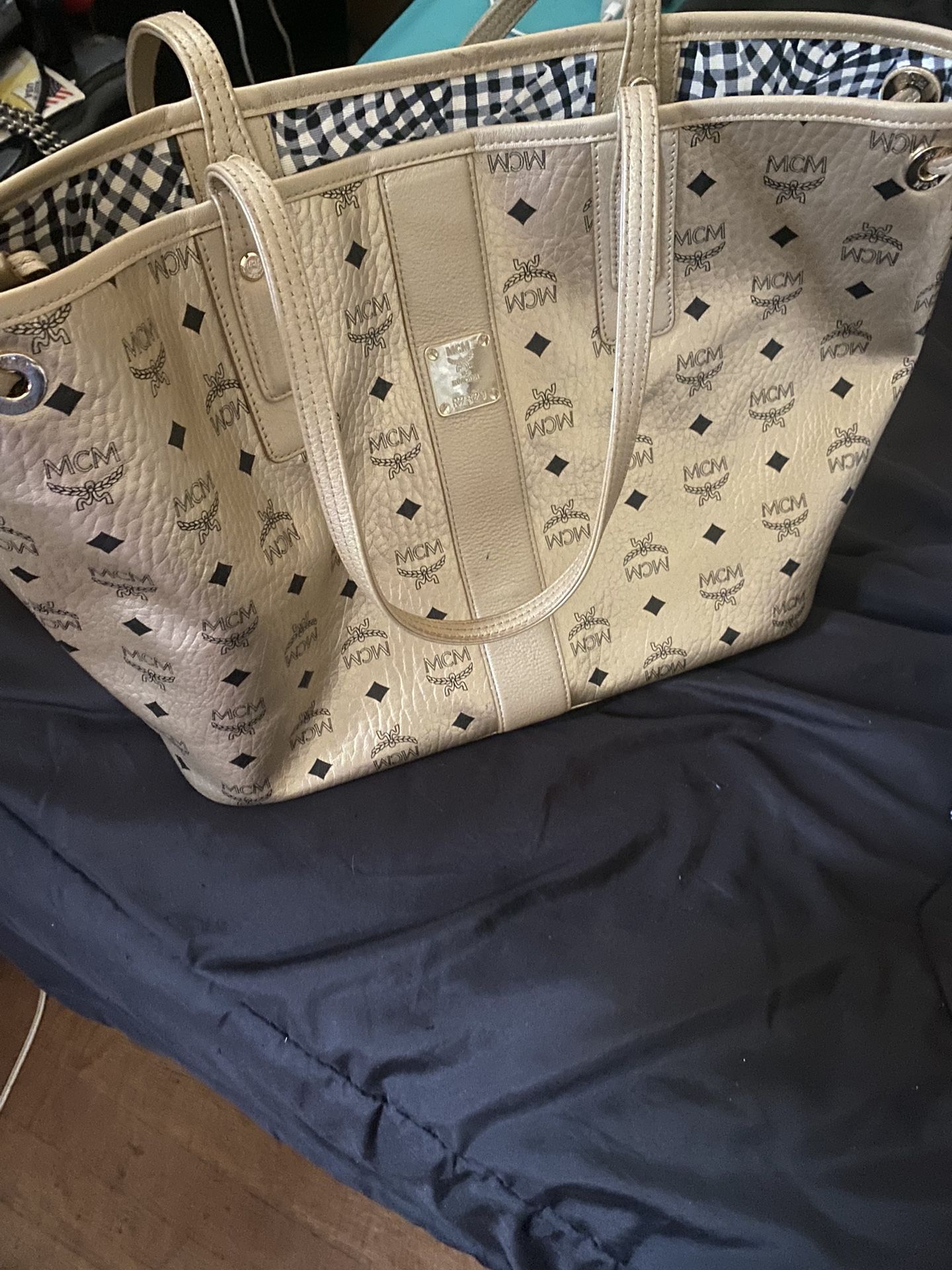 Metallic Gold MCM Tote Bag