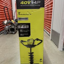 RYOBI 40V HP Brushless Cordless Earth Auger Powerhead with 8 in. Bit with 4.0 Ah Battery and Charger
