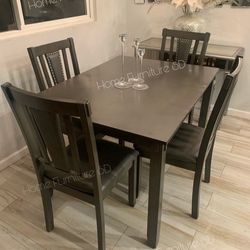 Dining Set Solid Wood Gray Table with 4 Chairs🤩Labor Day Special
