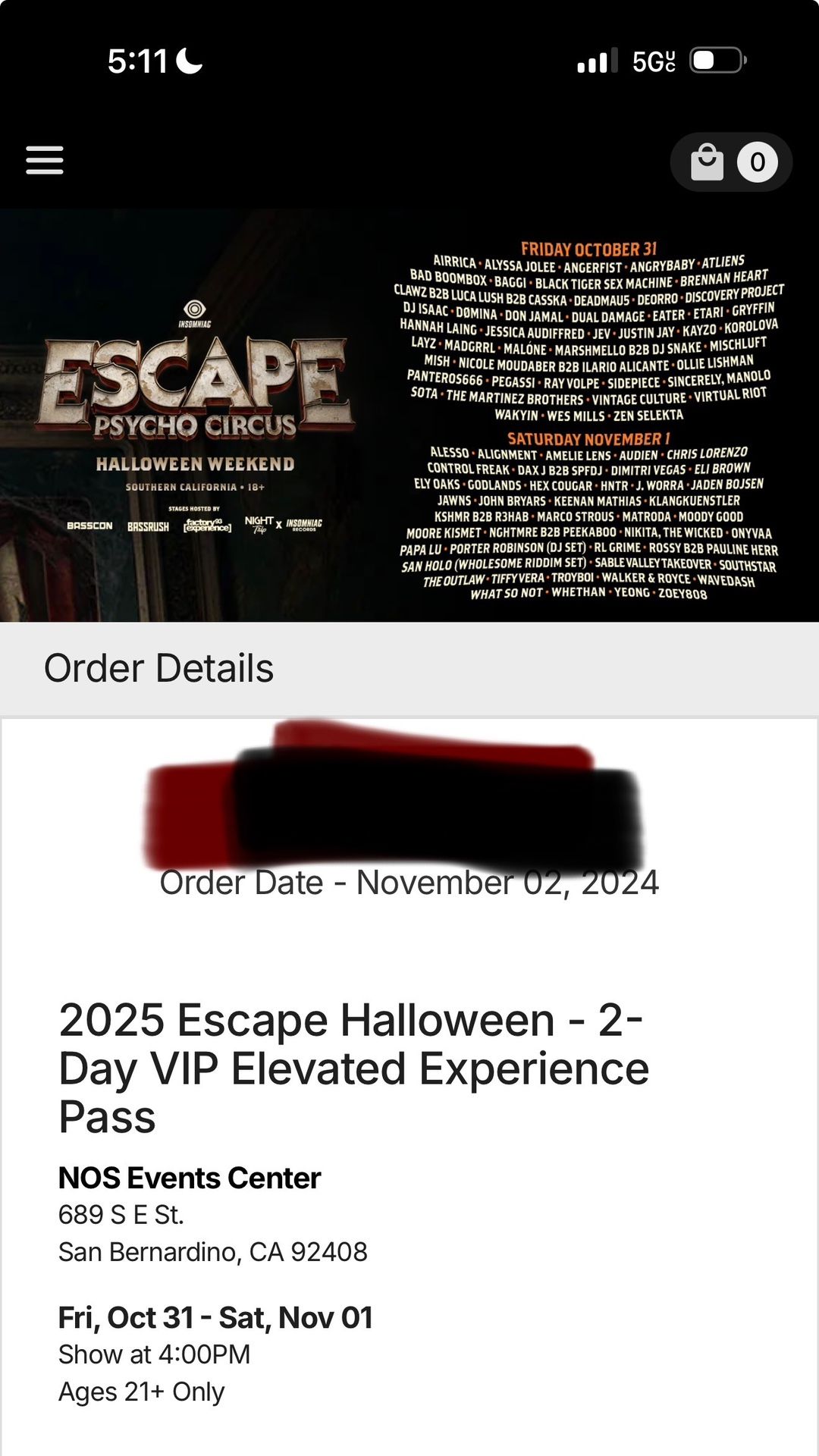 2 Day Escape VIP Ticket