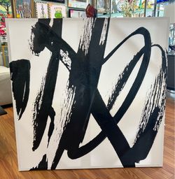 Black and white abstract embellished canvas artwork 40 x 40