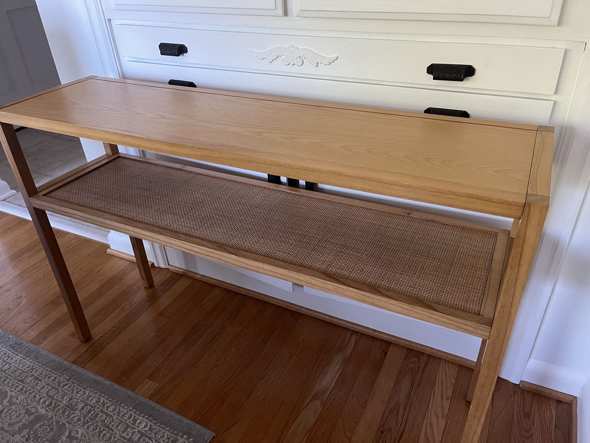 Rattan wood entry console table