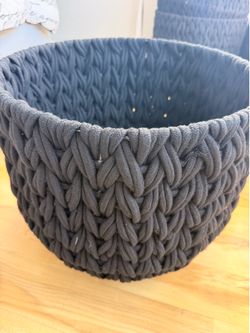TWO Black Braid Heavy Rope Baskets