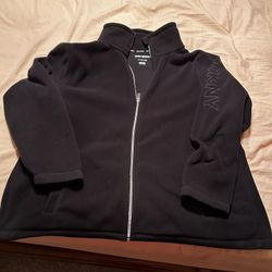 DKNY Sport Plus Size L Black Fleece Full Zip Long Sleeve Activewear Jacket