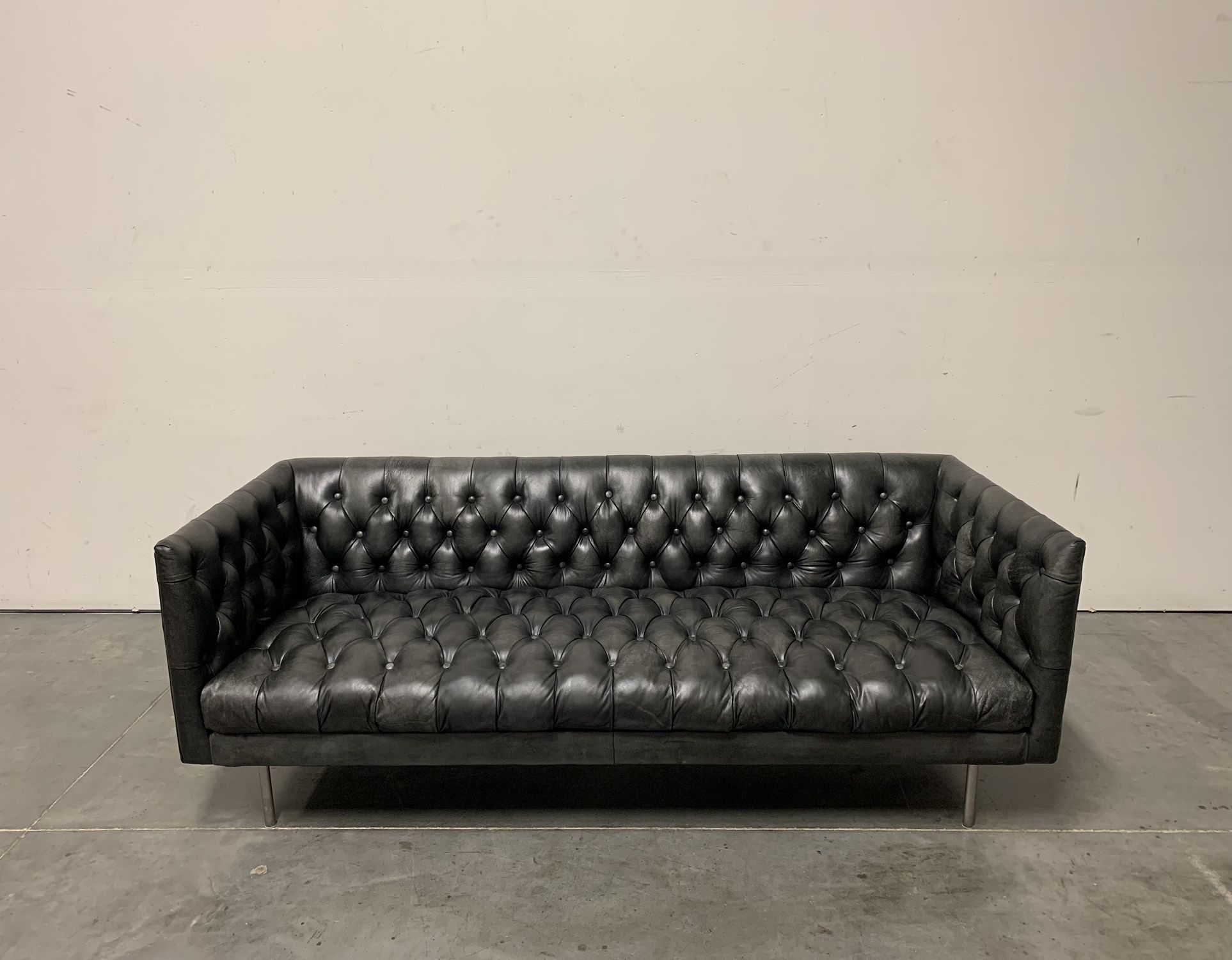 West Elm, Modern Chesterfield Leather Sofa