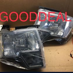  #50 FIT 2009-2014 Ford F-150 F150 Blackout Halogen Headlights Head Light Pair Set 
