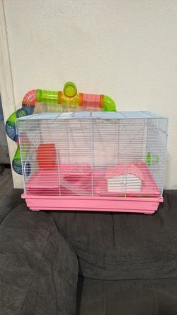 Hamster Cage with Tubes and Accessories