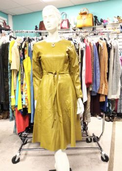 Mustard Faux leather dress New small