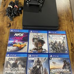 Play Station 4 PS4 Slim 500GB Comes With All The Wires Controller And 6 Cool Games Ready To Play
