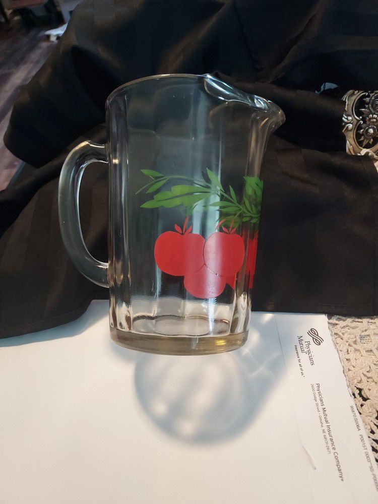 1950s Sm Paneled Clear Glasd Cherry Tomatoes Pitcher