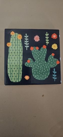 Cactus Coaster  - Green and Black 4" X 4"