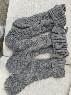 Grey Knit Christmas Stockings