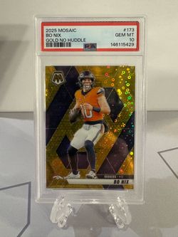2025 Mosaic - Bo Nix #173 Gold No Huddle Prizm /10 💥Rare💥 PSA 10