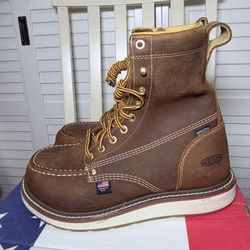 KEEN UTILITY Liberty 8" Moc Sole Soft Toe Waterproof Work Boots Men's Size 7.5 D