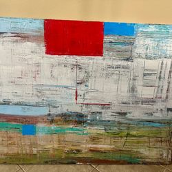 Oversized Original Abstract Canvas Painting 3.5x4.5 Ft Modern Contemporary Statement Wall Art