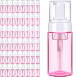 Teenyyou 48 Pack 100ml/ 3.3oz Pink Foam Pump Bottle Refillable Dispenser Travel Size Vacuum Empty Mini Foam Pump Bottle Plastic Shampoo Bottle Portabl