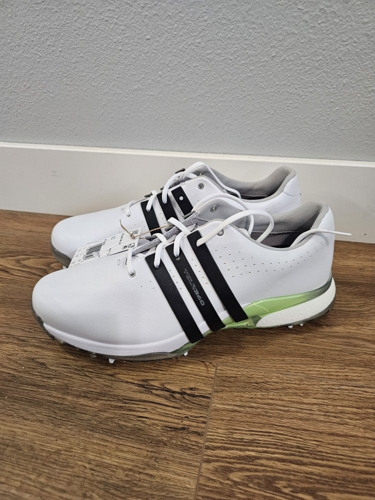 Adidas Tour360 24 Golf Shoes Cloud White Core Black Green Spark IF0243 Mens 11.5