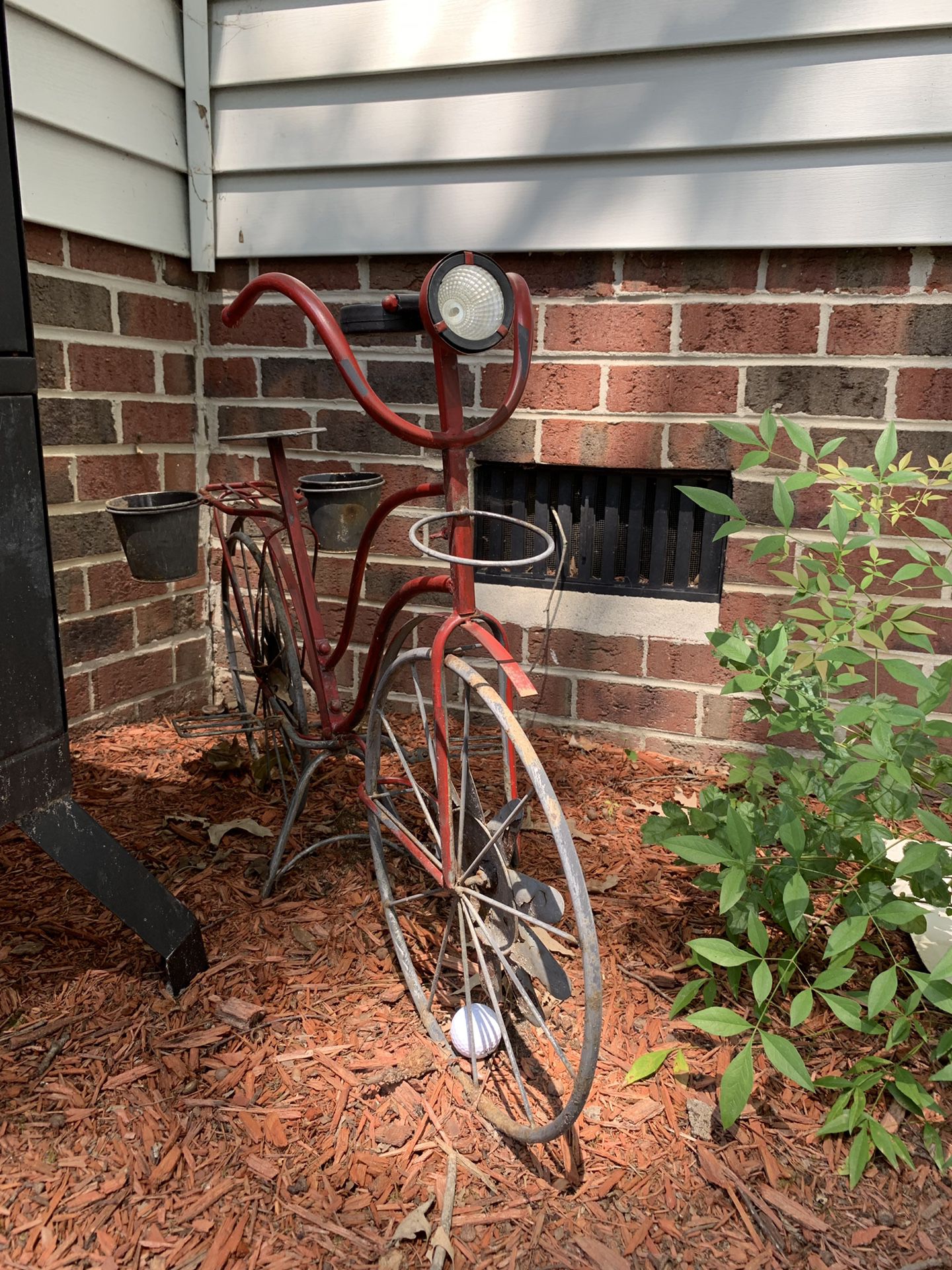 Red metal bike/bicycle plant stand yard decor planter outdoor