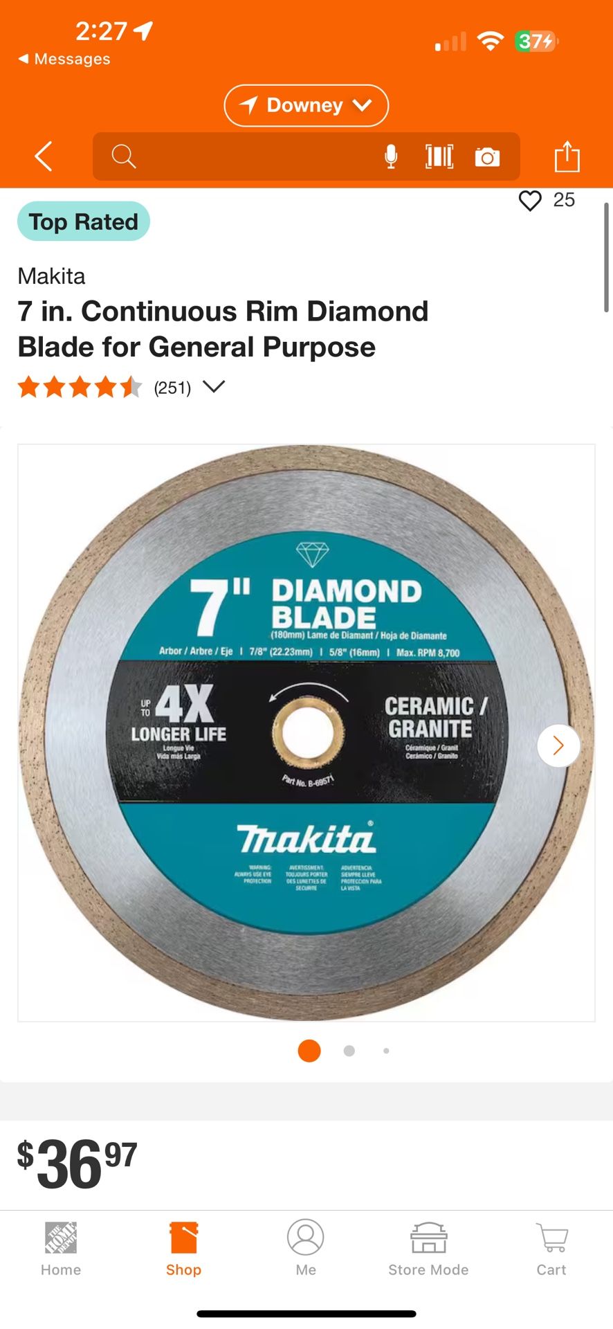 Makita 7 in. Continuous Rim Diamond Blade for General Purpose