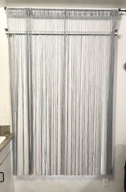 BEAUTIFUL PAIR SILVER STRING CURTAINS
