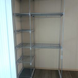 7 Shelf- Shelving Unit With Clothes Rails 