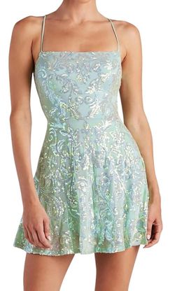 New Mint Green Spaghetti Sparkly Dress