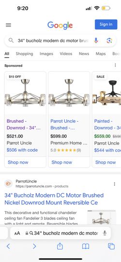 34” Bucholz Modern Dc Motor Brushed Nickel Downrod Mount 