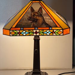 The Danbury Mint German Shepherd Stained Glass Lamp
