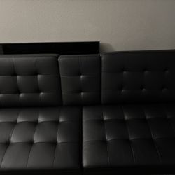 Leather Futon With Cup Holders