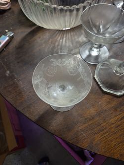 etched glass compote or tall sherbet dish