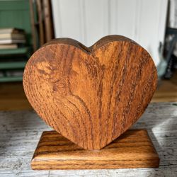 Vintage MCM Handmade Solid Wood Heart Candle Holder 💝