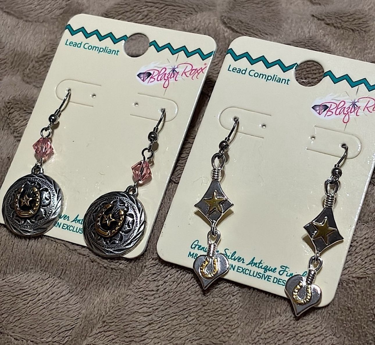 Blazin Roxx - TwoTone Horse Shoe Dangle Earring Duo