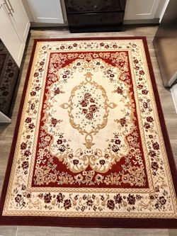 Beautiful Red & Cream Floral Area Rug