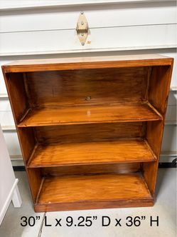 Solid Wood 3-Shelf Bookcase 30x9.25x36