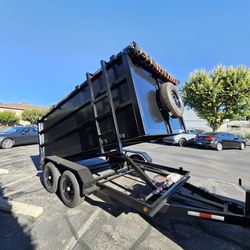 NEW DUMP TRAILER 8X12X4 12000 LBS
ROLLING TARP--SPARE TIRE,ELECTRIC BRAKES,HYDRAULIC SYSTEM,REMOTE CONTROL,IDEAL FOR HAULING, DEMOLITION, TRASH ETC,