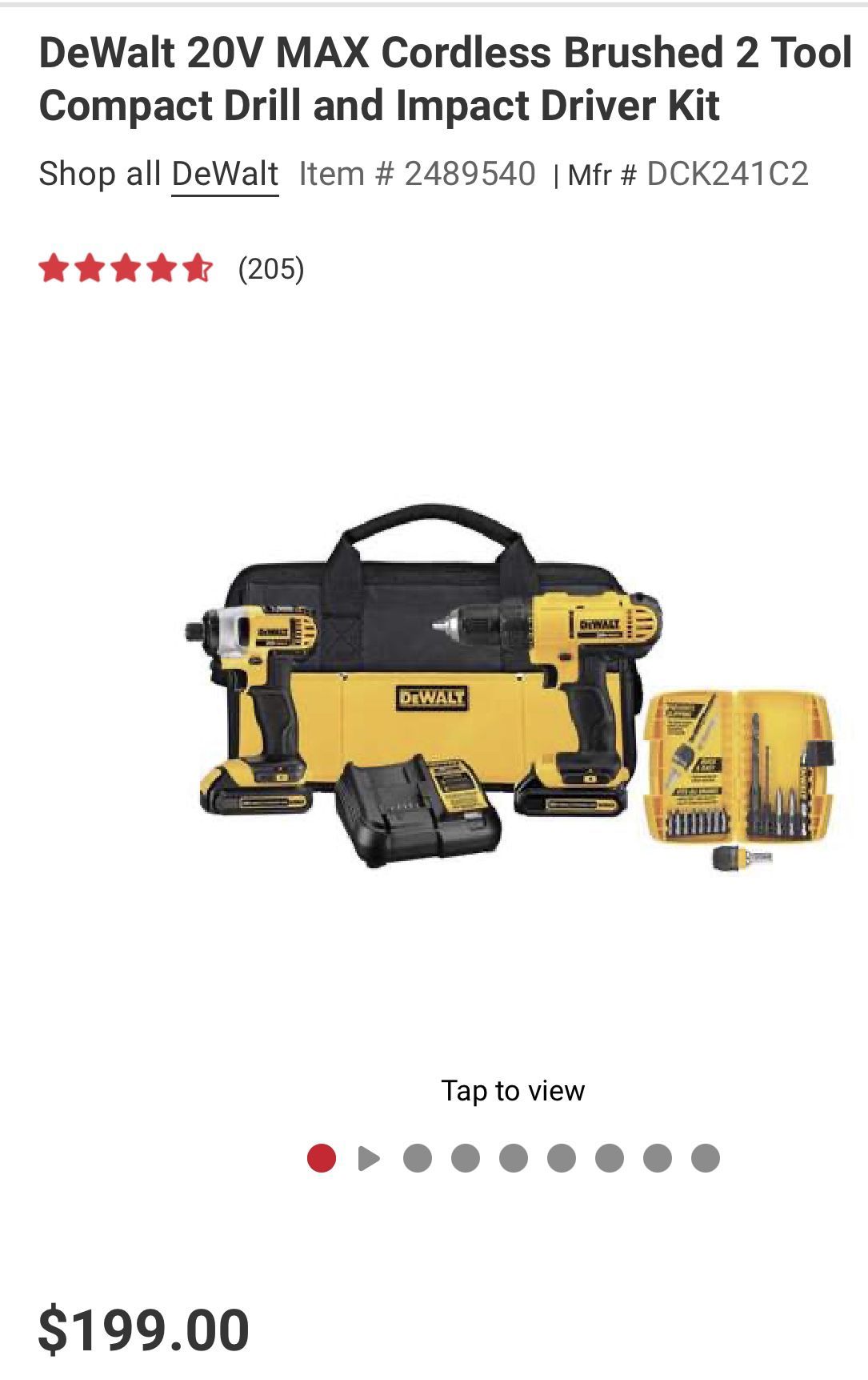 DeWalt 20V MAX Cordless 2 Tool Compact Drill and Impact Driver Kit Milwaukee Craftsman Makita Ryobi Stanley Rigid for Sale in Los Angeles