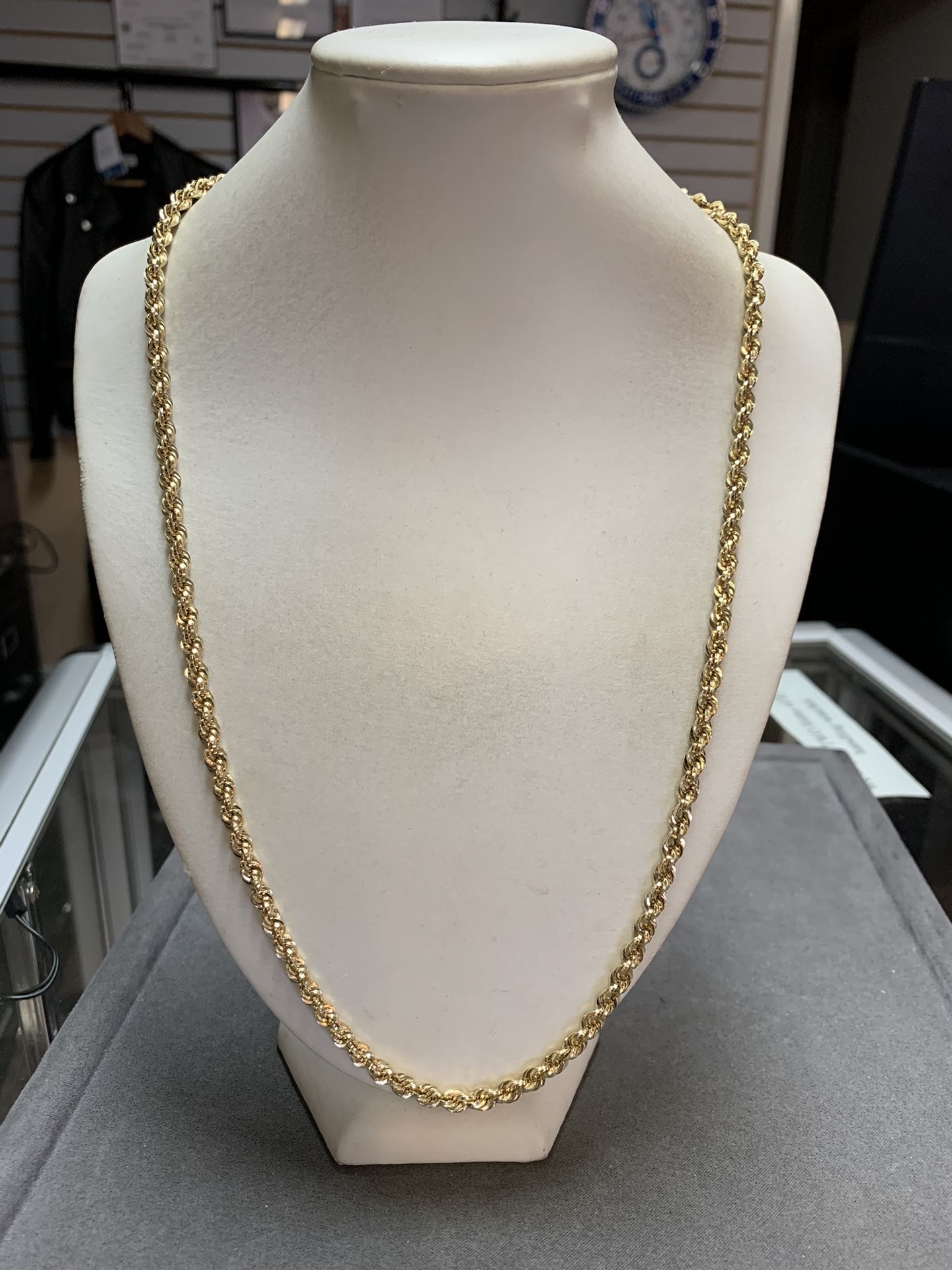 14K Yellow Gold Hollow Rope Chain (24”) - 11 Grams