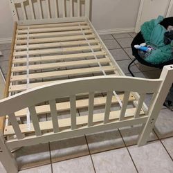 TWIN SIZE BED FRAME-SOLID WOOD -WHITE COLOR 