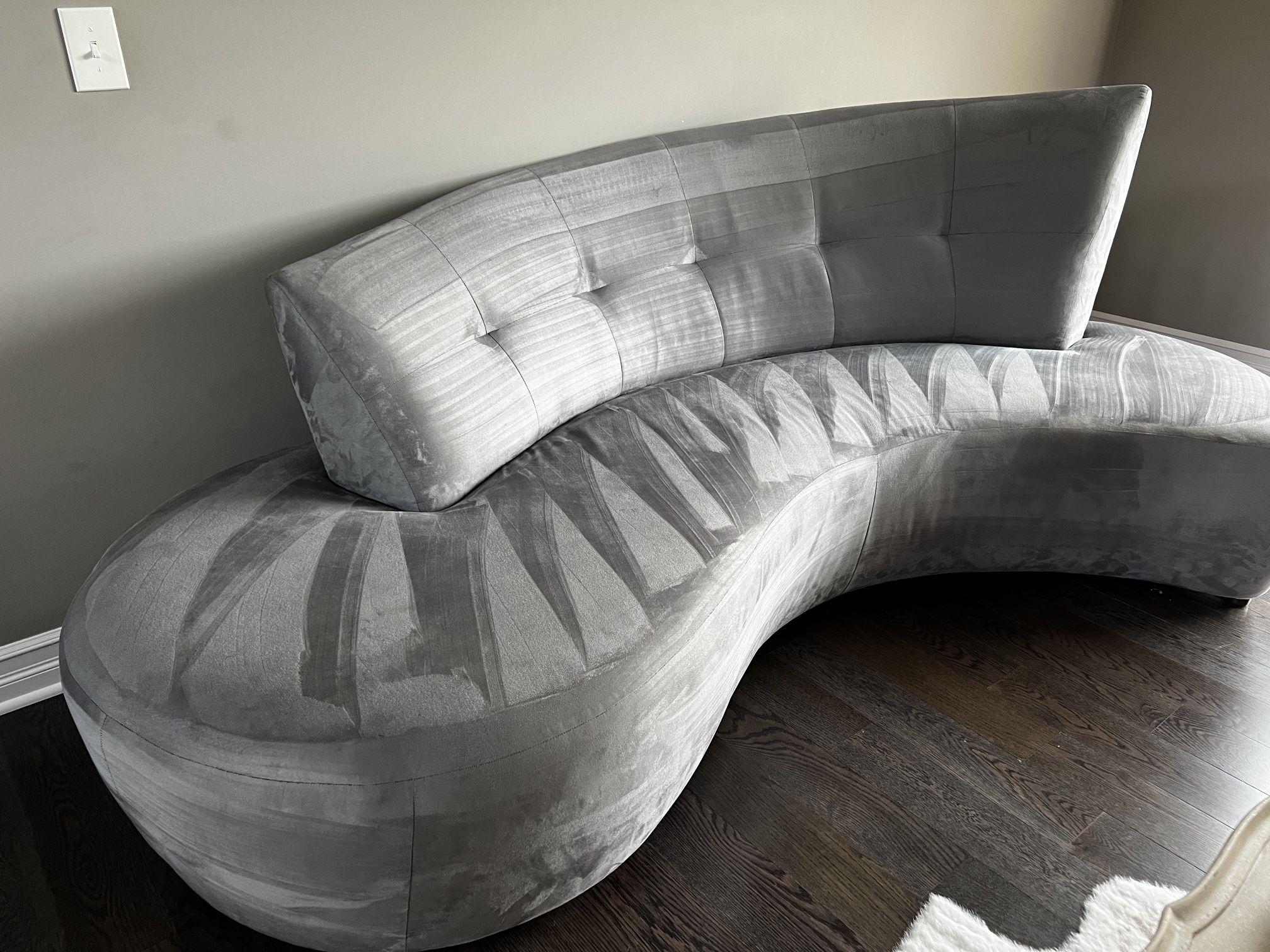 Modern Gray Suede Sofa/ Couch 