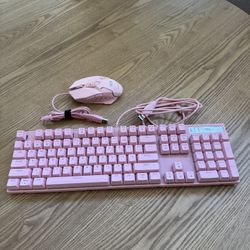 Pink Gaming Keyboard And Mouse